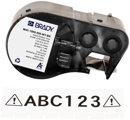 Изображение Brady M4C-1000-595-WT-BK etykiet do nadruku Czarny, Biay Samoprzylepne etykiety do drukowania