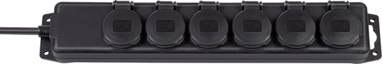 Изображение Brennenstuhl Steckdoseleiste mit Deckeln  IP44 6x 2m  sw