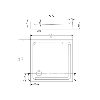 Attēls no Brodzik Cersanit Tako kwadratowy 90 cm x 90 cm (S204-012)