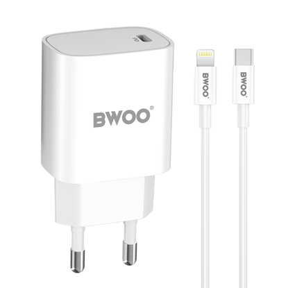 Attēls no BWOO wall charger 20W USB-C + USB-C - Lightning ca