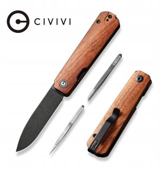 Picture of Cedrus Nó skadany Civivi Sendy Guibourtia Wood, Black Stonewashed Nitro-V by Ben Petersen (C21004A-2)