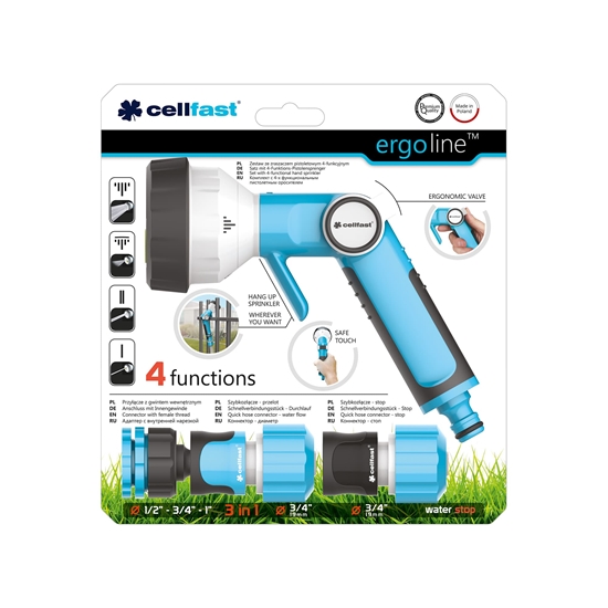 Picture of Cellfast Zestaw Ergo ze zraszaczem pistoletowym 4-funkcyjnym 3/4" (53-545)