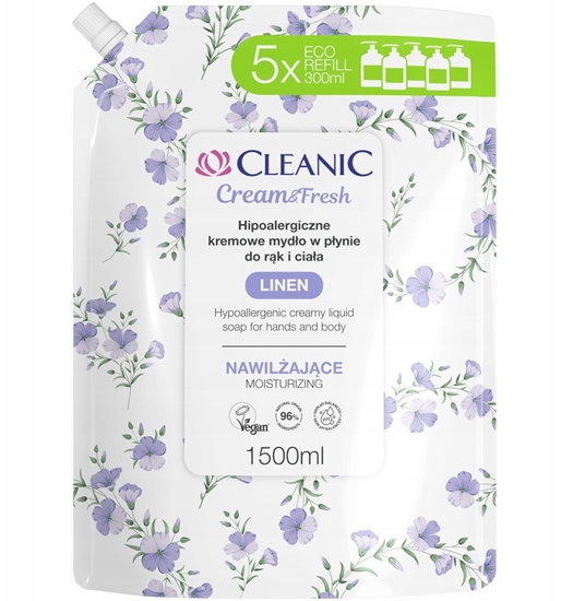 Picture of Compagnie de Provence CLEANIC Cream & Fresh Hipoalergiczny Kremowe Mydo w pynie do rk i ciaa Linen - nawilajce 1500 ml