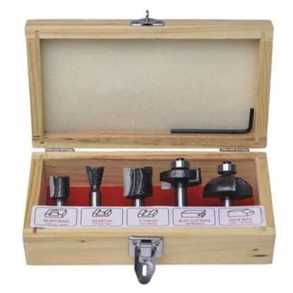 Изображение Dedra Frezy ksztatowe do drewna z pytkami wglikowymi 8mm 5szt. 0782