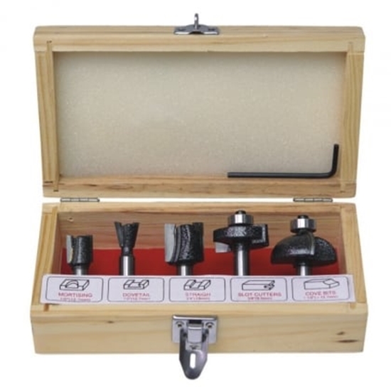 Изображение Dedra Frezy ksztatowe do drewna z pytkami wglikowymi 8mm 5szt. 0782