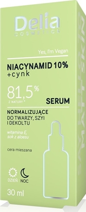 Attēls no Delia Niacinamid 10% + Cynk - 81,5% z natury - Serum normalizujce do twarzy, szyi i dekoltu 30ml