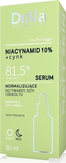 Picture of Delia Niacinamid 10% + Cynk - 81,5% z natury - Serum normalizujce do twarzy, szyi i dekoltu 30ml
