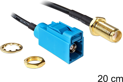 Picture of Delock Antenna Cable FAKRA Z jack > SMA jack bulkhead RG-174 20 cm