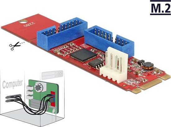 Изображение Delock Converter M.2 Key B+M male to 2 x USB 5 Gbps Pin Header
