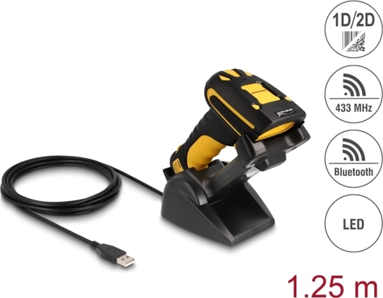 Picture of Delock Industrial Barcode Scanner 1D and 2D for 433 MHz or Bluetooth with inductive charging station