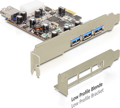 Picture of Delock PCI Express x1 Card > 3 x external + 1 x internal USB 3.0 Type-A female