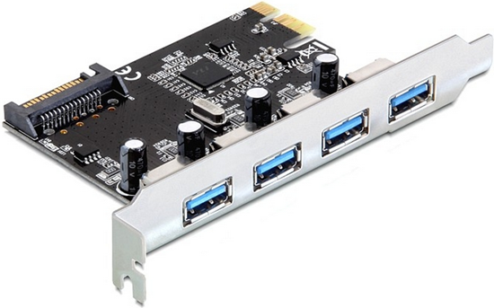Picture of Delock PCI Express x1 Card to 4 x external USB Type-A female SuperSpeed USB 5 Gbps (USB 3.2 Gen 1)