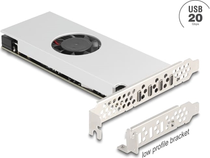 Attēls no Delock PCI Express x16 Card to 4 x USB 20 Gbps USB Type-C™ Quad Channel with Fan and Heat Sink in Low Profile Form Factor