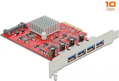 Picture of Delock PCI Express x4 Card to 4 x external SuperSpeed USB 10 Gbps (USB 3.2 Gen 2) USB Type-A female