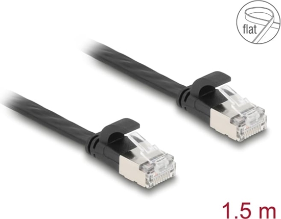 Picture of Delock RJ45 Flat Patch Cable plug to plug Cat.6A U/FTP 1.5 m black