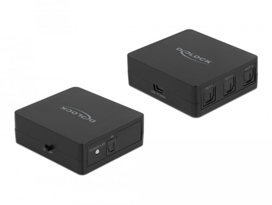 Picture of Delock S/PDIF TOSLINK Splitter 1 In 3 Out with USB Powered