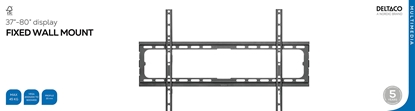 Изображение Deltaco Wall mount fixed, 37-80", 45 kg, black / ARM-523-B / 1903404