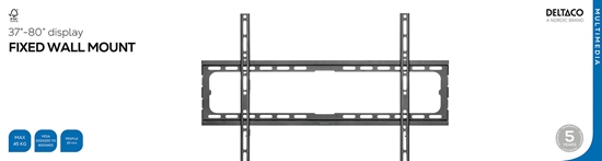 Изображение Deltaco Wall mount fixed, 37-80", 45 kg, black / ARM-523-B / 1903404