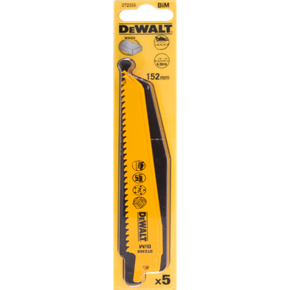 Picture of Dewalt Brzeszczoty do pilarek szablowych BIM 152mm podz. 3,6-5,1mm 5szt. (DT2359)