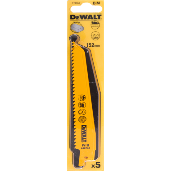 Picture of Dewalt Brzeszczoty do pilarek szablowych BIM 152mm podz. 3,6-5,1mm 5szt. (DT2359)