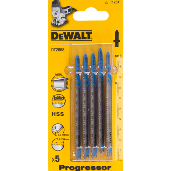 Picture of Dewalt Brzeszczoty do wyrzynarek typ T HSS100x74mm 5szt. do metalu DT2058