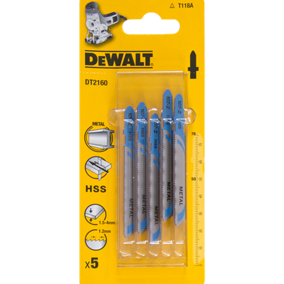 Изображение Dewalt Brzeszczoty do wyrzynarek typ T HSS76x50mm 5szt. do metalu (DT2160)