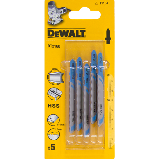Изображение Dewalt Brzeszczoty do wyrzynarek typ T HSS76x50mm 5szt. do metalu (DT2160)