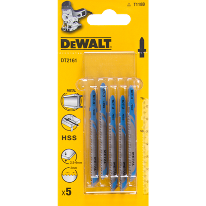 Attēls no Dewalt Brzeszczoty do wyrzynarek typ T HSS76x50mm 5szt. do metalu DT2161