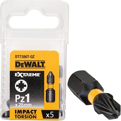Изображение Dewalt Kocówki wkrtarskie udarowe 25mm Torsion Pz1 5szt. - DT7386T