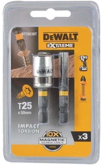 Picture of Dewalt Zestaw kocówek wkrtarskich 2xT25/50mm +uchwyt - DT70538T