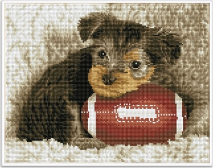 Picture of DIAMOND DOTZ Haft diamentowy Diamond Dotz Diamentowa mozaika Footy Pup Szczeniak z pik do rugby 49x40cm DQ8017