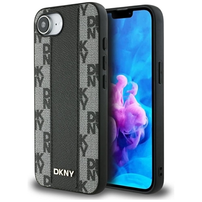 Attēls no DKNY DKNY Leather Checkered Mono Pattern MagSafe iPhone 16e Case - Black