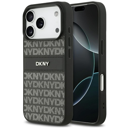 Attēls no DKNY DKNY Repeat Texture Pattern with Tonal Stripe iPhone 17 Pro Case - Black