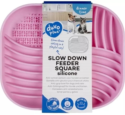 Изображение Duvo+ Miska spowalniajca kwadratowa róowa 20x17.5x3cm