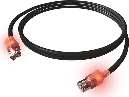 Picture of Easylan S/FTP DualBoot LED Patch Cable Cat.6A, RJ45 / RJ45, LSOH, black, 10 m
