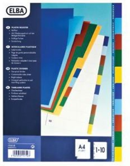 Picture of Elba Przekadki plastikowe A4+ kolorowe 10szt. 100209051