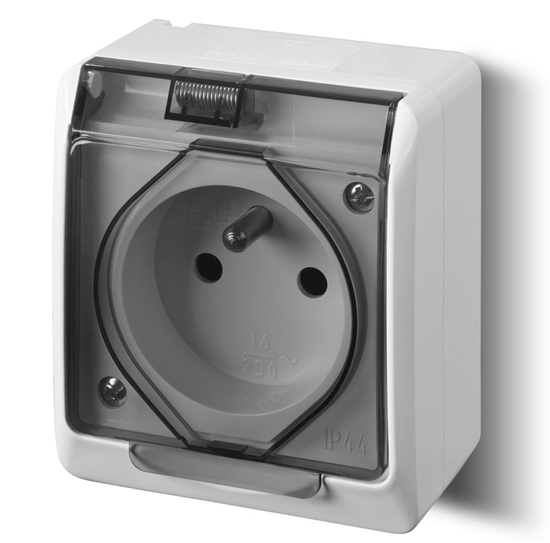 Picture of Elektro-Plast Gniazdo natynkowe GNT Hermes 2P + Z biae z klapk dymn (0321-01)