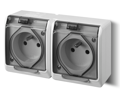 Picture of Elektro-Plast Gniazdo natynkowe GNT Hermes 2x2P + Z biae z klapk dymn (0322-01)