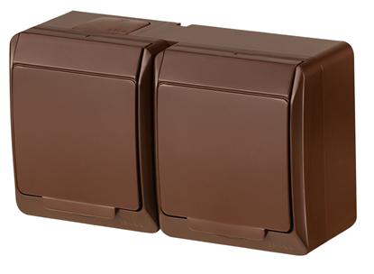 Picture of Elektro-Plast Gniazdo natynkowe GNT Hermes 2x2P+Z schuko brzowe (0325-06)