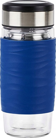 Picture of Emsa Emsa Tea Mug thermal tea mug 0.4 liters (blue/transparent, glass, screw cap)