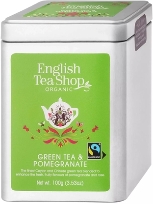 Attēls no English Tea Shop Herbata zielona Green Tea & Pomegranate 100g