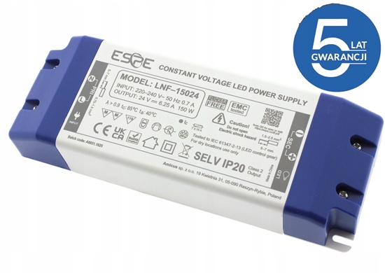 Изображение eSPe ZASILACZ IMPULSOWY LED LNF-15024 24V/150W/6.25A IP20