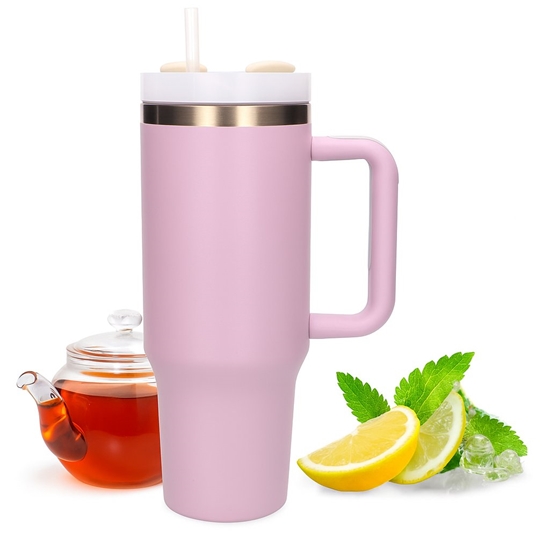 Picture of Extralink BLACK FOREST KUBEK TERMICZNY ZE SLOMKA TERMOS Z UCHWYTEM 1200ML PUDROWY RÓZ