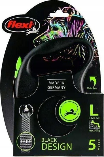 Изображение Flexi Smycz automatyczna Black Design L tama 5 m kol. zielony