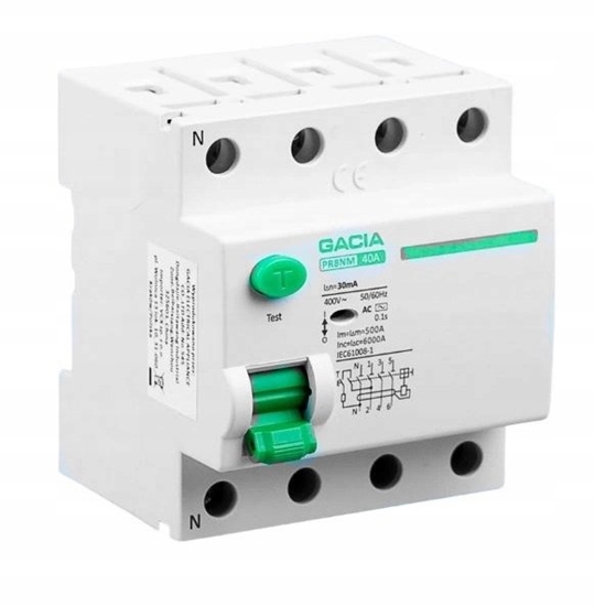Picture of GACIA Wycznik rónicowoprdowy 63A, 30mA, 4P, typ A PR8NM 4P 63A 30MA A