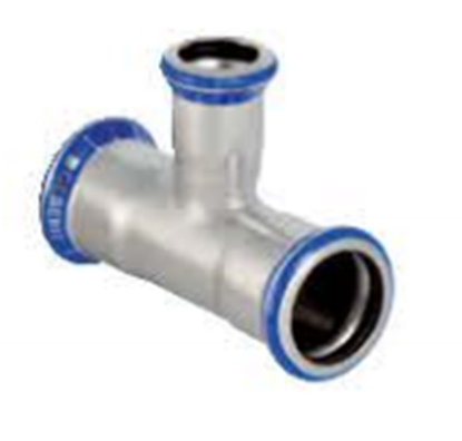 Изображение Geberit Trójnik redukcyjny Mapress Edelstahl DN 20 x 15 x 15 ze wskanikiem zaprasowania (31228)