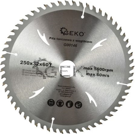 Picture of Geko PIA TARCZ.WIDIA 250*32*60z /B... G00146 - G00146