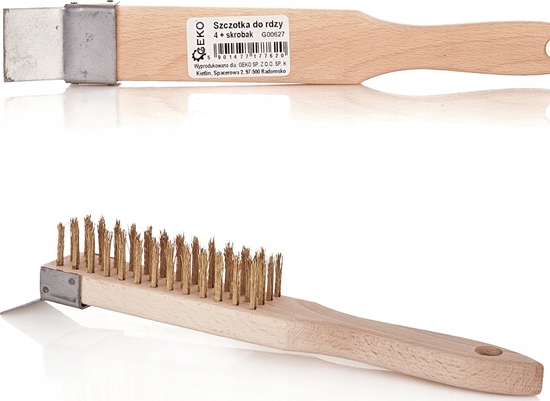 Picture of Geko Szczotka do rdzy druciana óta 4 rzdy ze skrobakiem drewno (20/120)