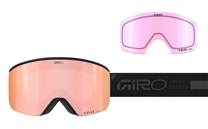 Attēls no Giro Gogle zimowe damskie ELLA BLACK RAILS (Cylindrical) (Lustrzana szyba kolorowa VIVID-Carl Zeiss ROSE GOLD 19-42% S2 + VIVID INFRARED 43-79% S1)