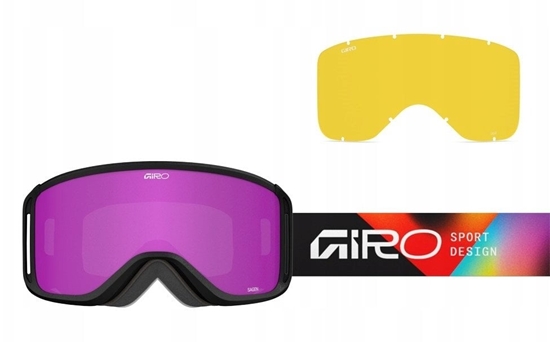 Picture of Giro Gogle zimowe GIRO SAGEN BLACK ANGLES (OTG) (Cylindrical) (szyba AMBER PINK 19-42% S2 + szyba YELLOW 80-99% S0)